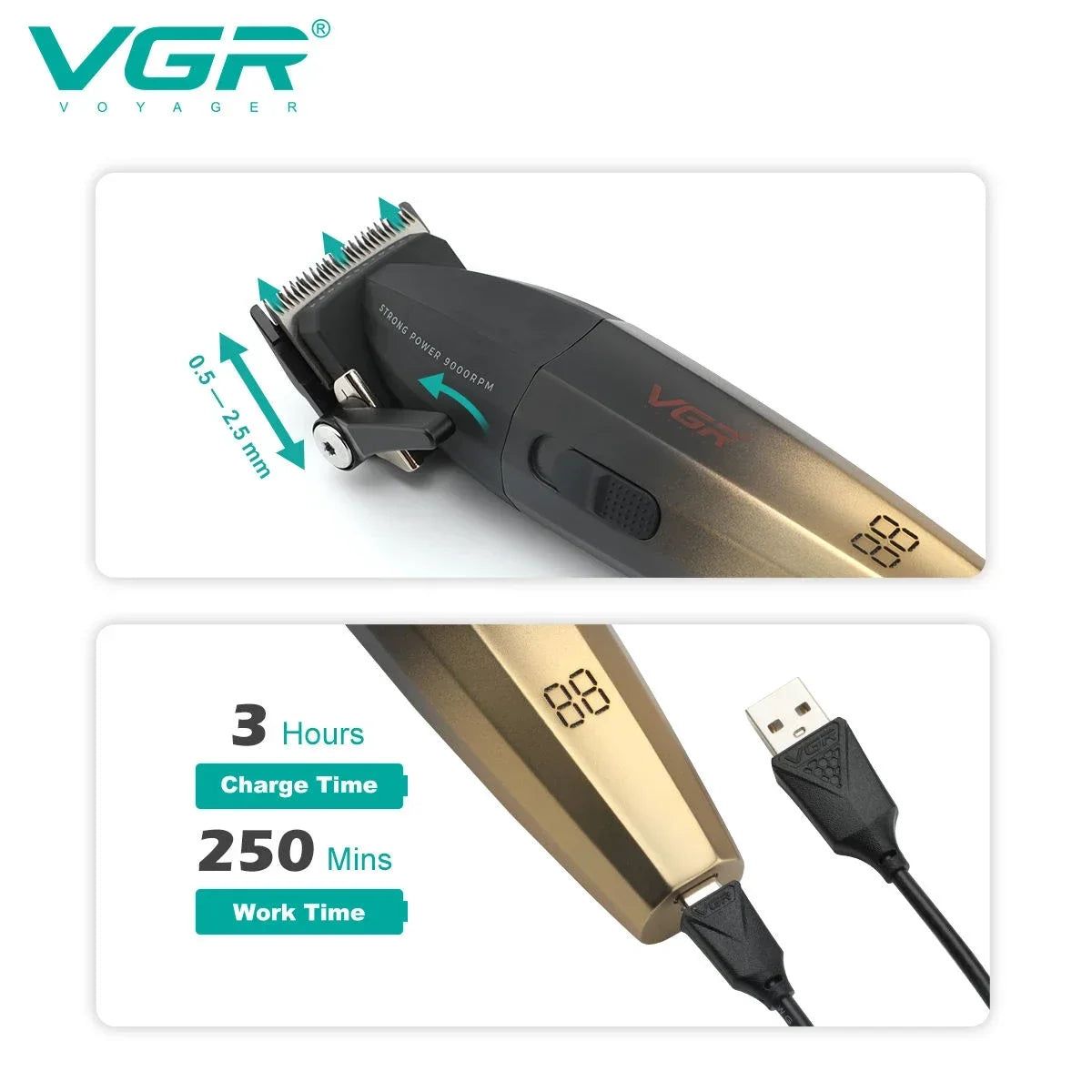 VGR Hair Trimmer Professional Barber Hair Cutting Machine V-003