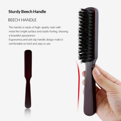 Hair Brush Wood Handle Boar Bristle Beard Comb