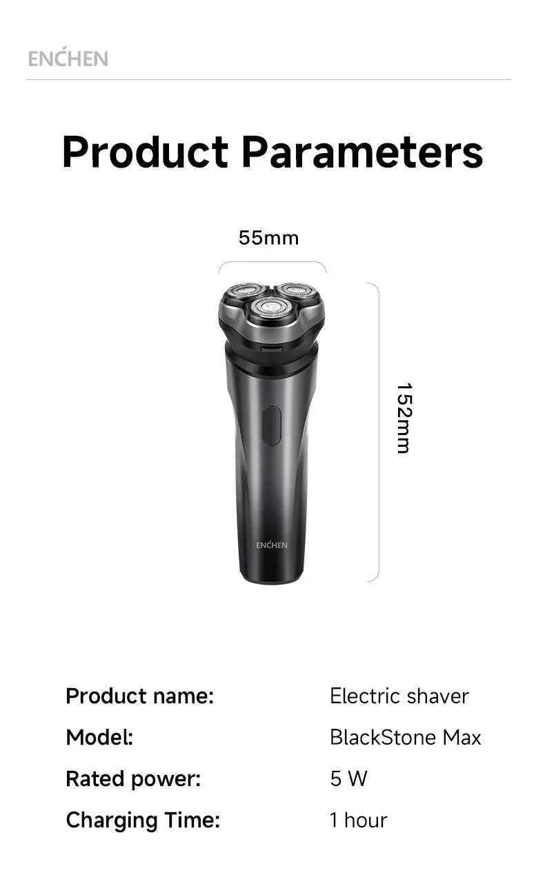 ENCHEN Electric Shaver Razor Beard Trimmer Rotary 3D Hair Shaver