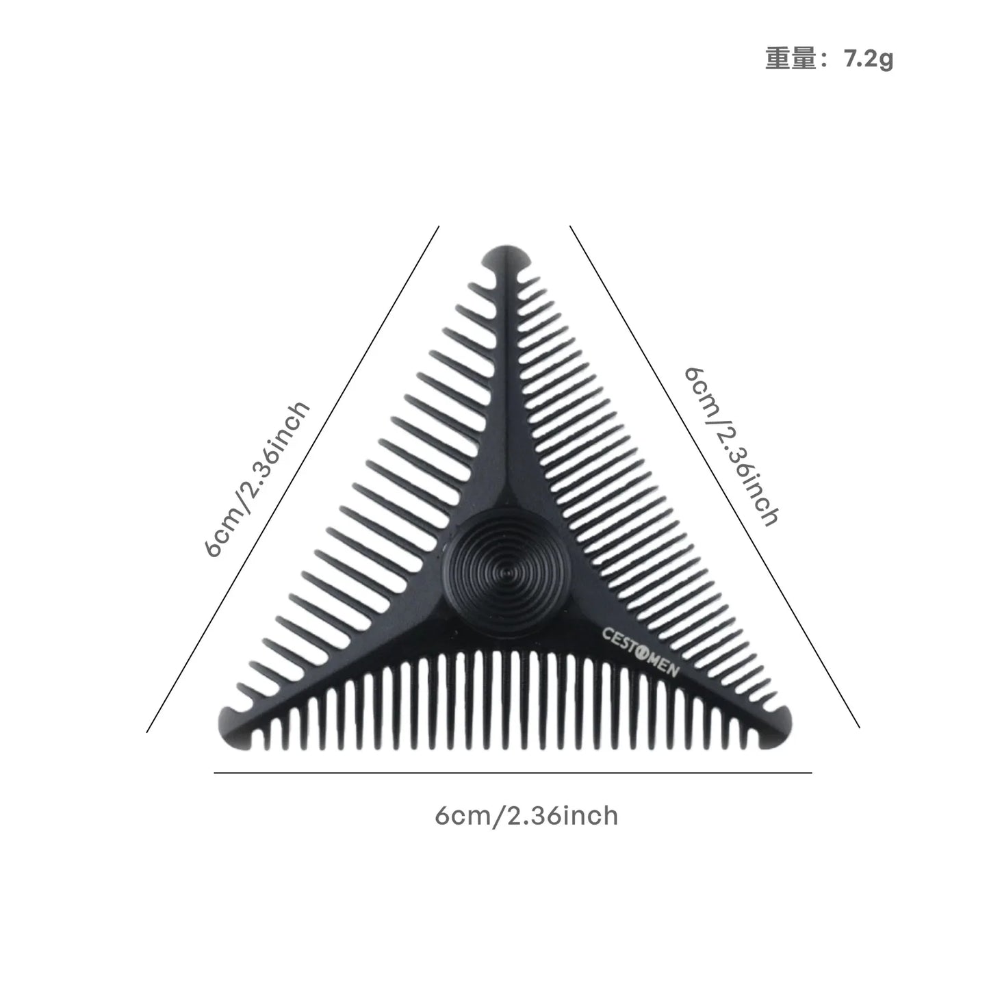 1Pc New Mini Triangular Fidget Rotate Combs Wide Fine Tooth