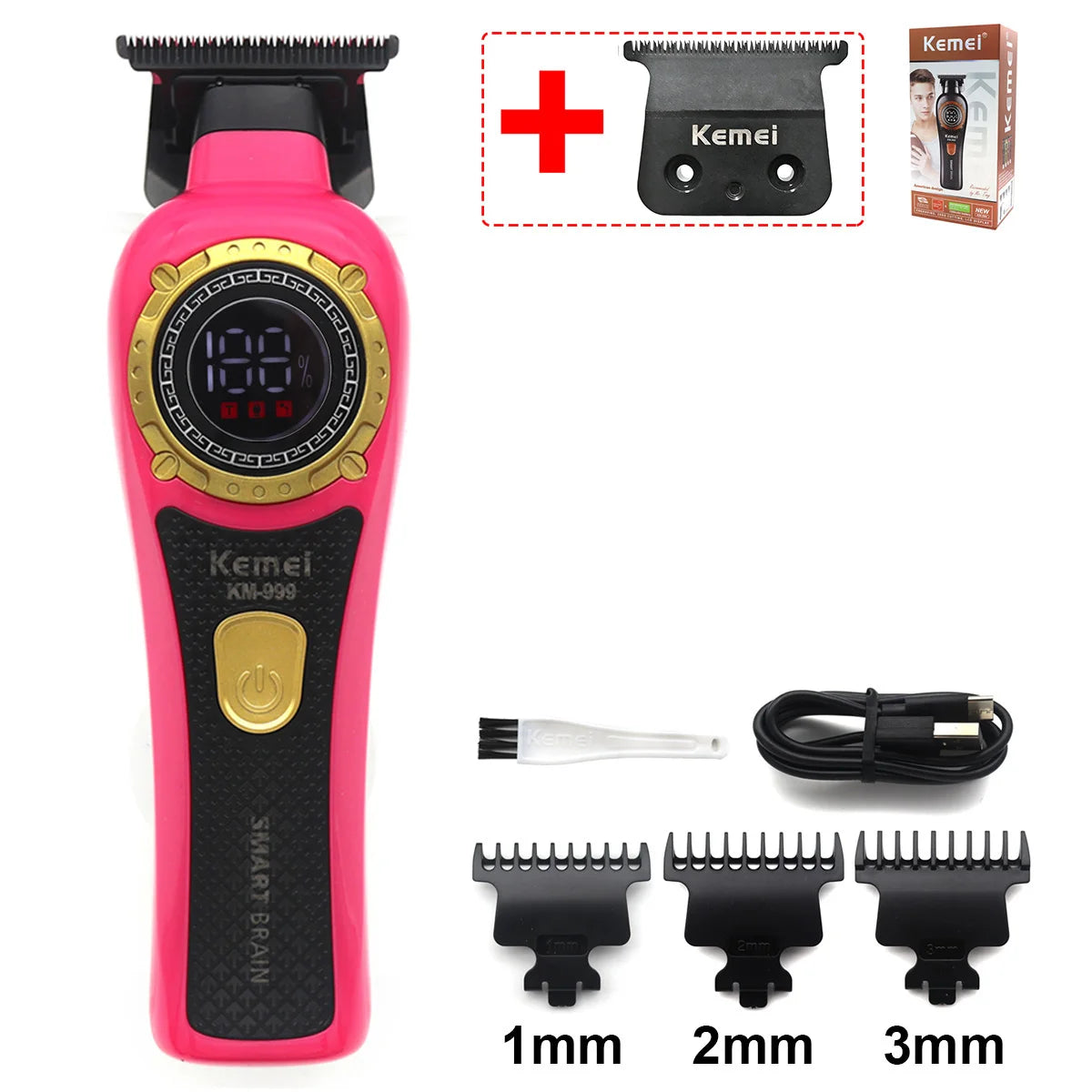 Kemei KM-999 Hair Trimmer for Men DLC T-Blade Zero Gapped