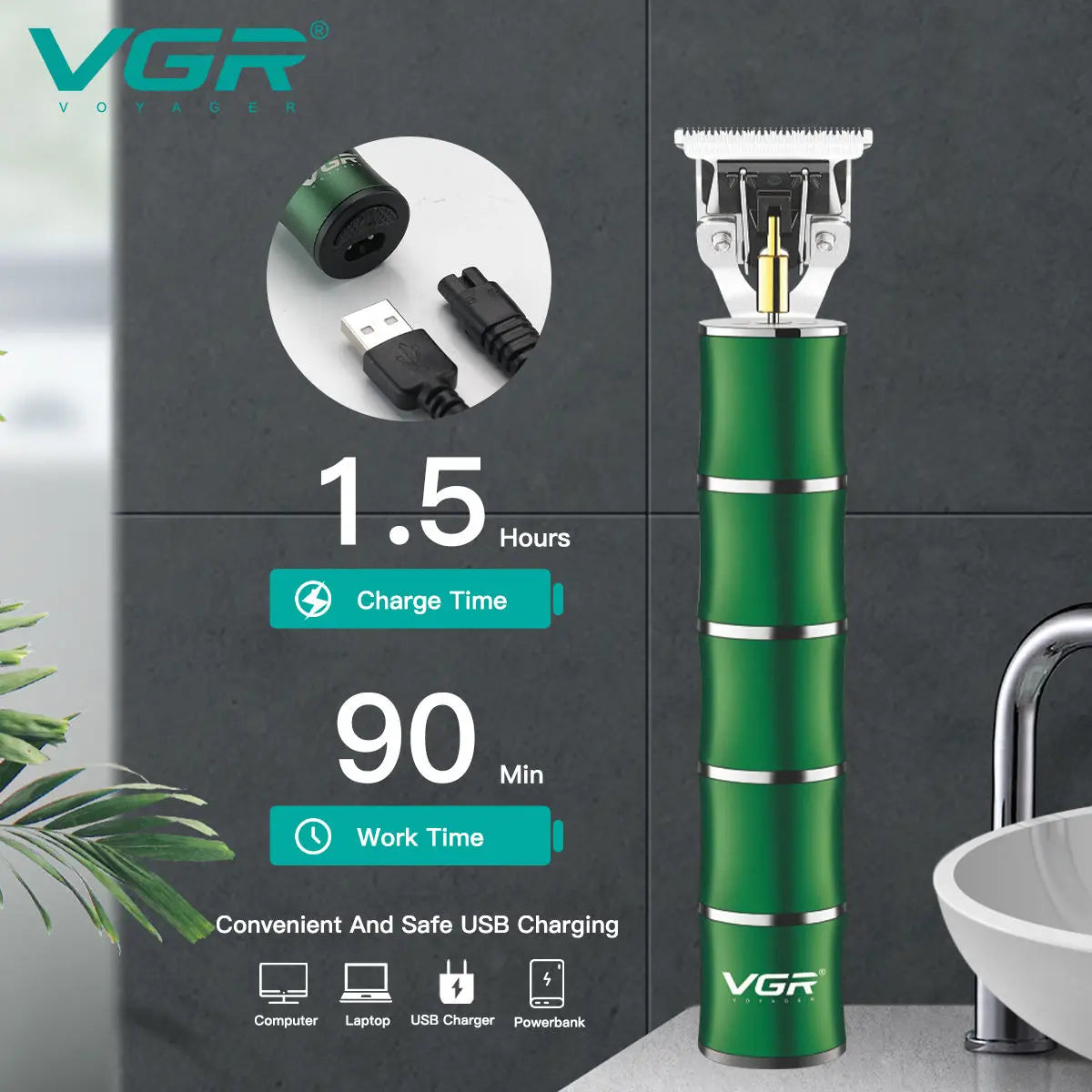 VGR Retro Metal Electric Hair Clipper Hair Trimmer V-193
