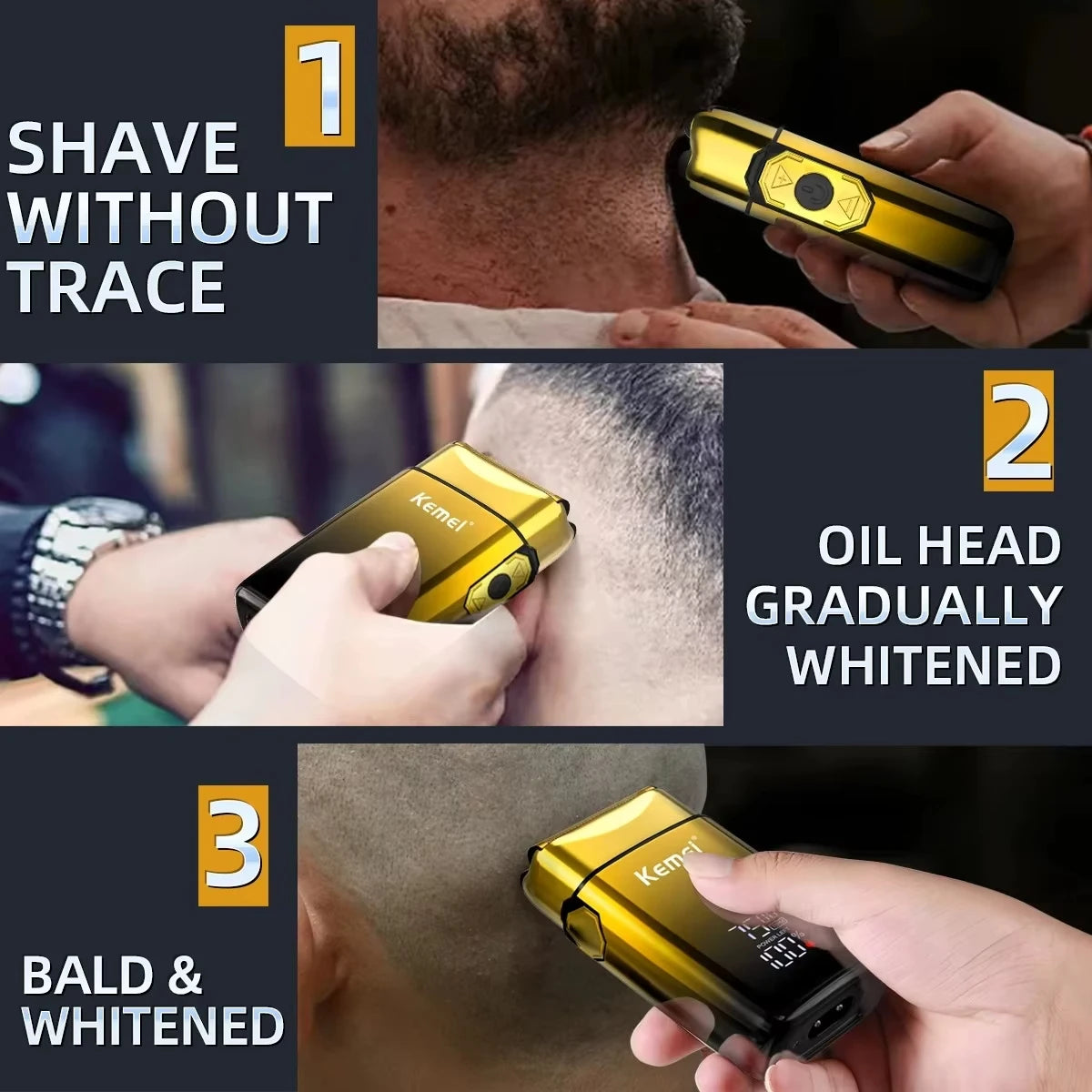Kemei KM-TX10 USB Charging Bald Head Razor Shaving
