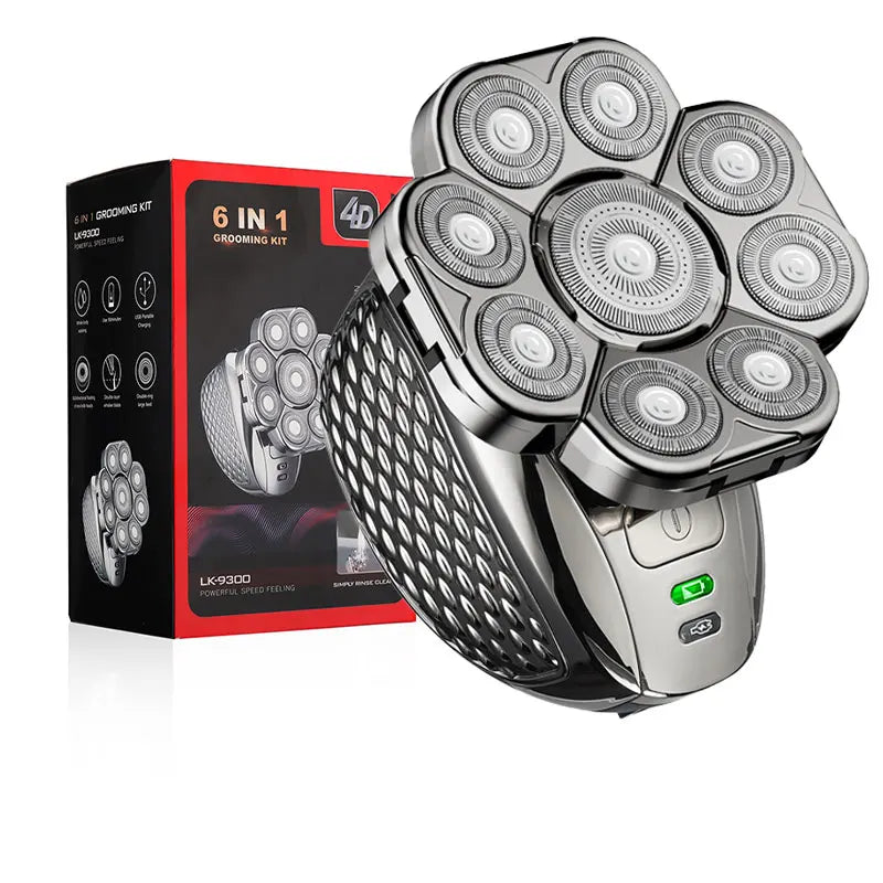 4D Head Shavers 6-in-1 Rechargeable Waterproof Head Shavers