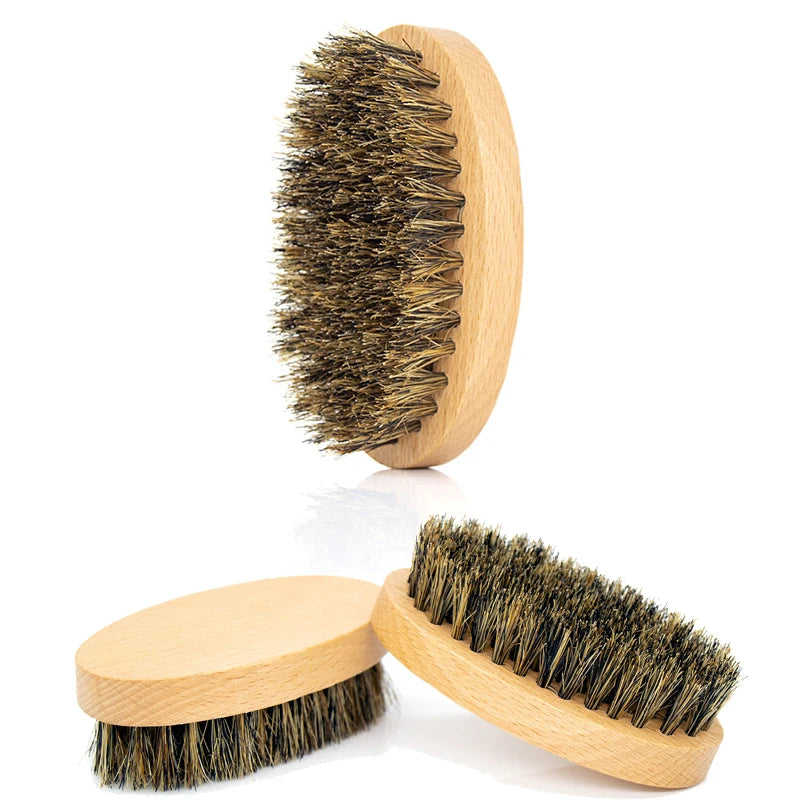 Wooden Hair Beard Brush For Men Natural Wood Boar Bristle