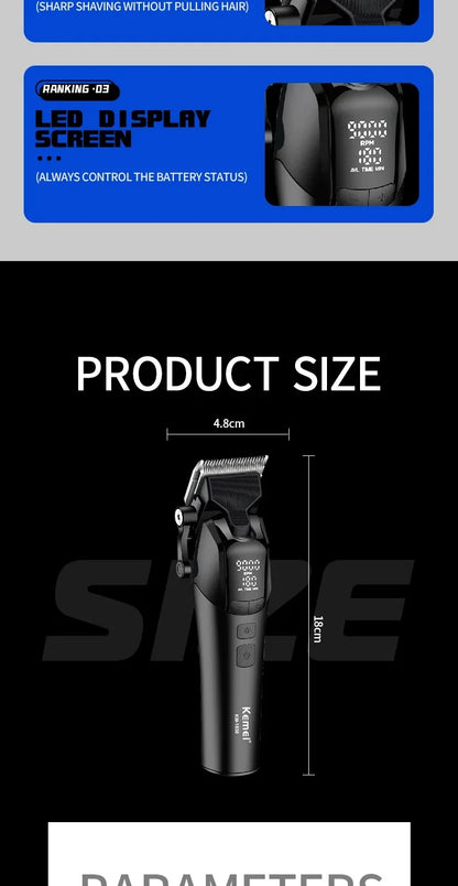 Kemei Professional Barber Hair Clippers Rechargeable Cordless