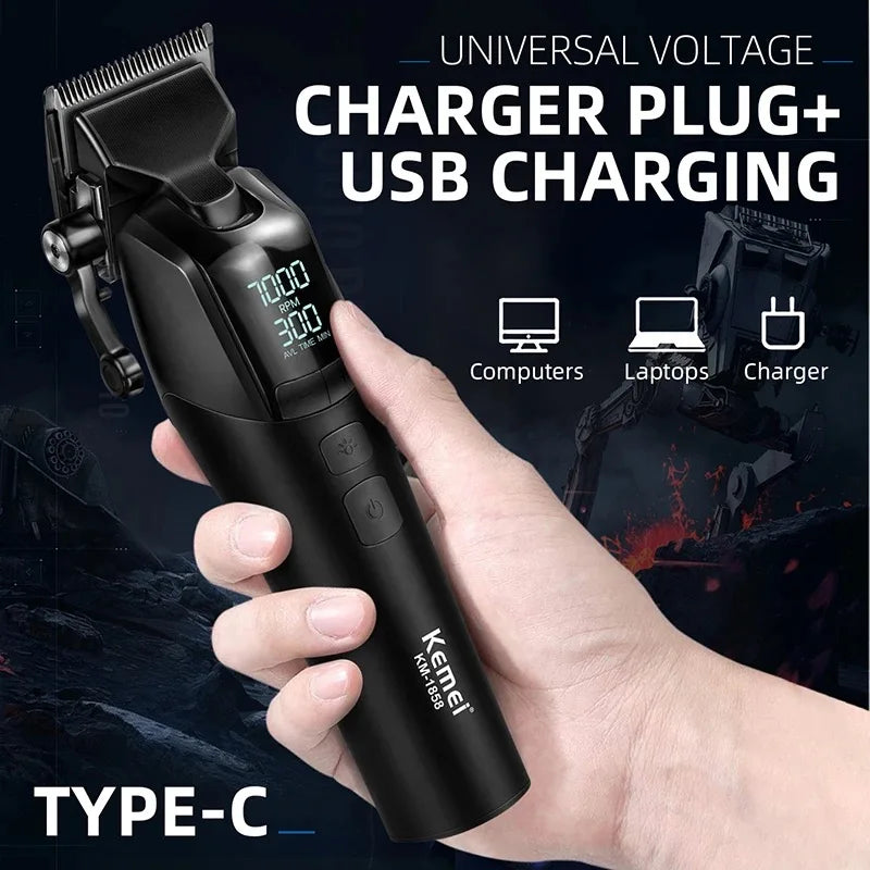 Kemei Professional Barber Hair Clippers Rechargeable Cordless