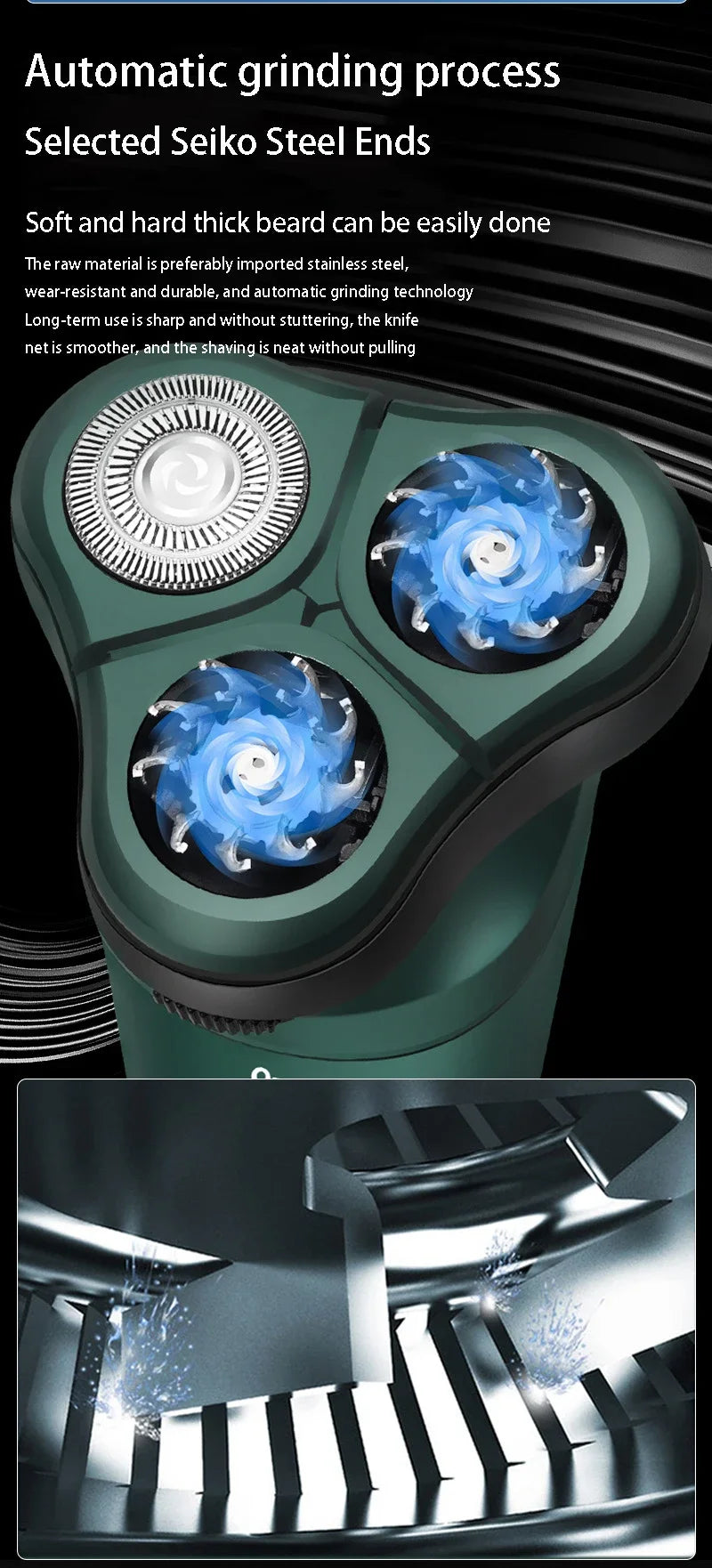 New Smart Electric Shaver LCD Digital Display Three-head Floating Razor