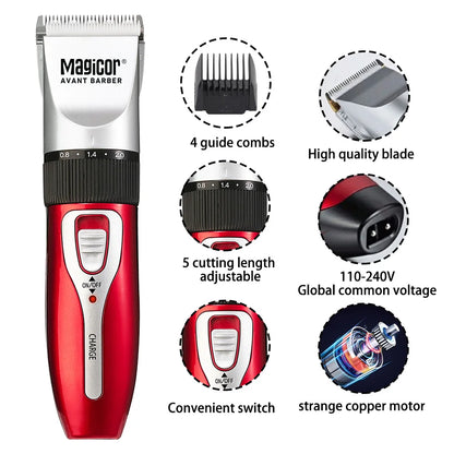 MAGICOR Professional Hair Clipper Red Hair Trimmer Hair Cutting