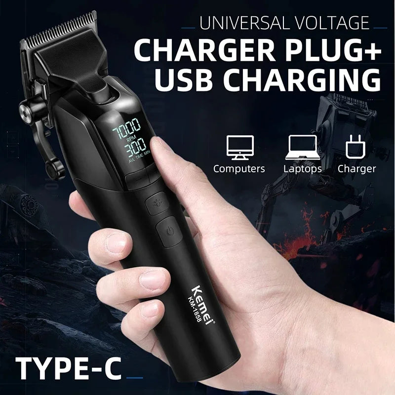 KEMEI 1858 DLC Blade Electric Hair Clipper Professional Barber