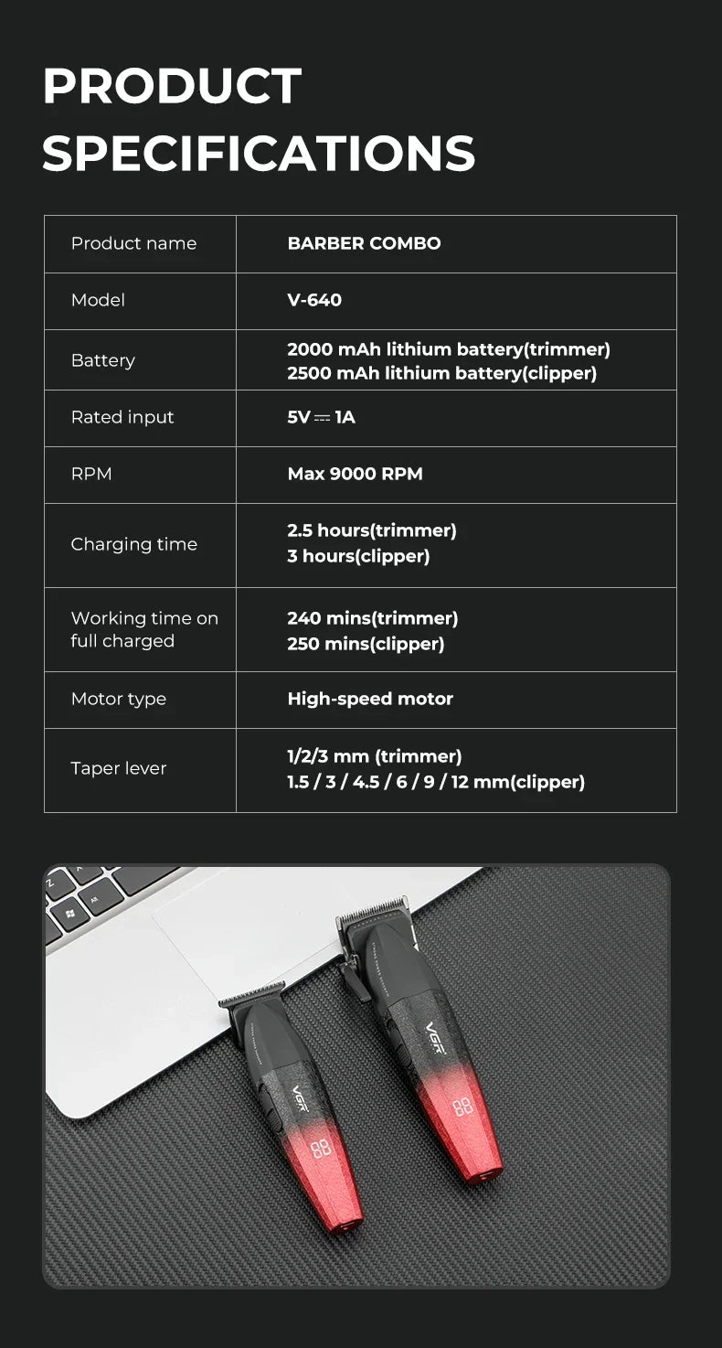 VGR Hair Trimmer Professional Hair Clippers Trimmer V-640