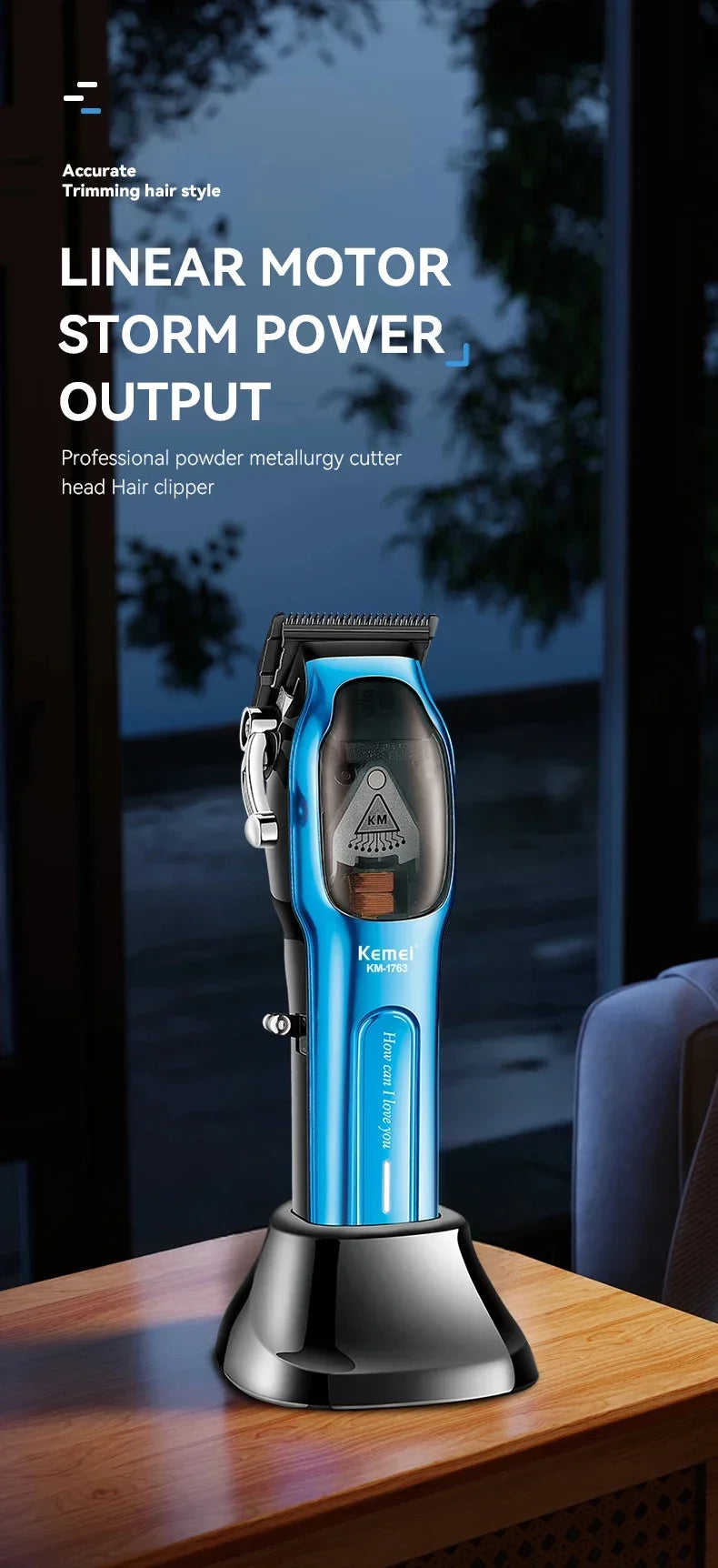 Kemei  Barber High Speed Motor 9000 RPM Electric Hair Clipper KM-1763