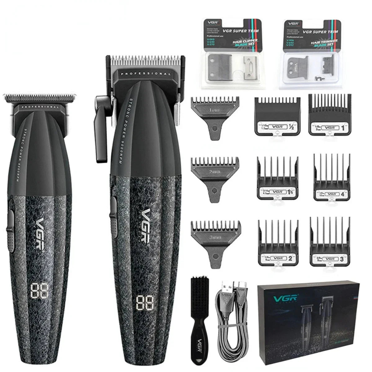 VGR Hair Clippers Professional Barber Clippers Adjustable Hair Cut