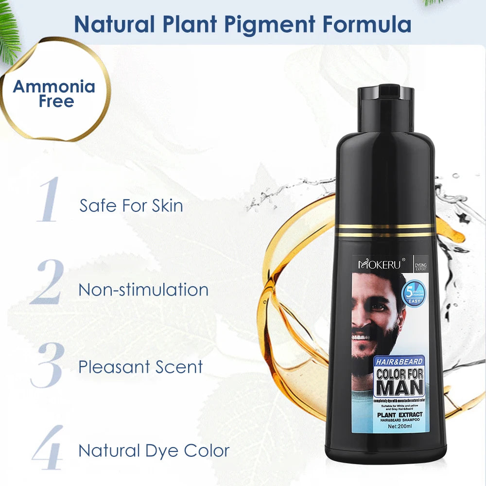 Natural Permanent Beard Dye Shampoo Repair Beard Coloring