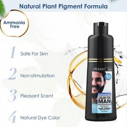 Natural Permanent Beard Dye Shampoo Repair Beard Coloring