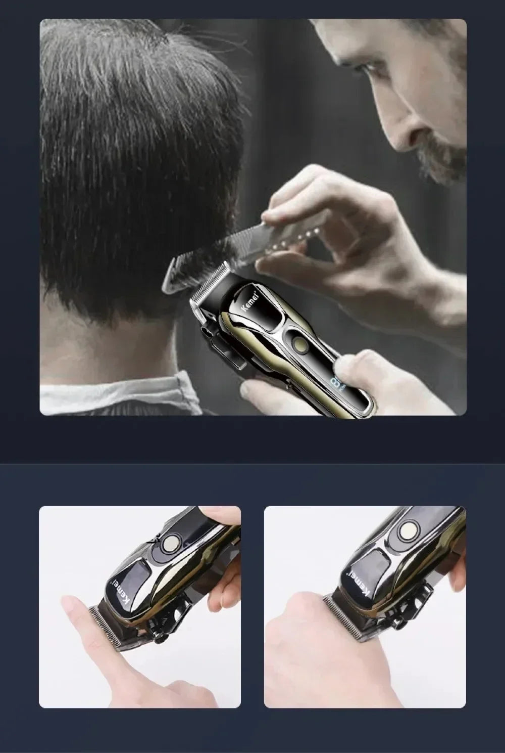 Kemei Hair Clipper Electric Hair Trimmer for Men Electric Shaver