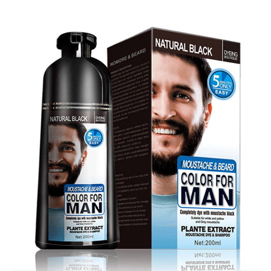 Natural Black Beard Dye Shampoo Permanent Long Lasting
