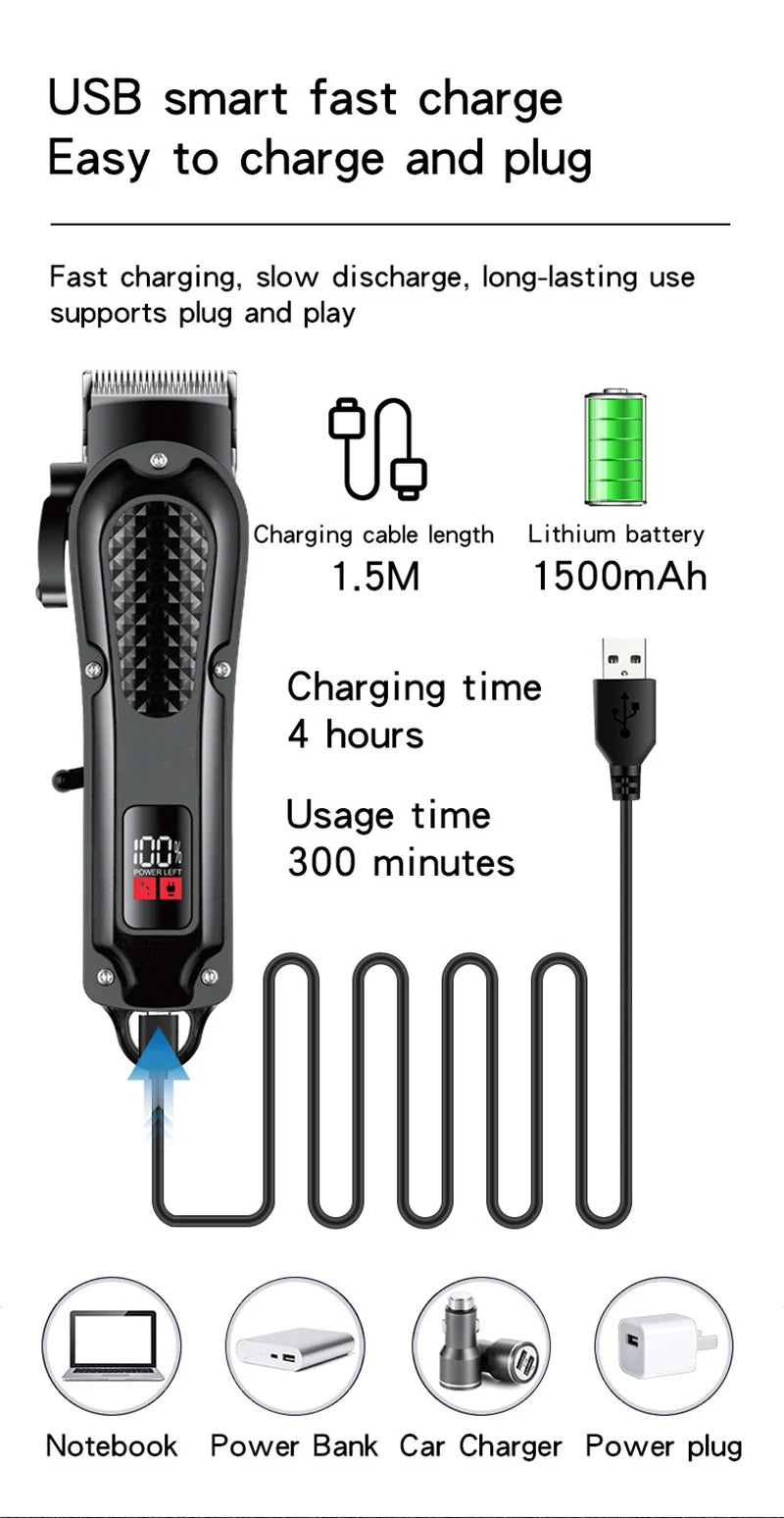 Professional Hair Clipper Cosinion - Rechargeable Hair Trimmer 160min Runtime