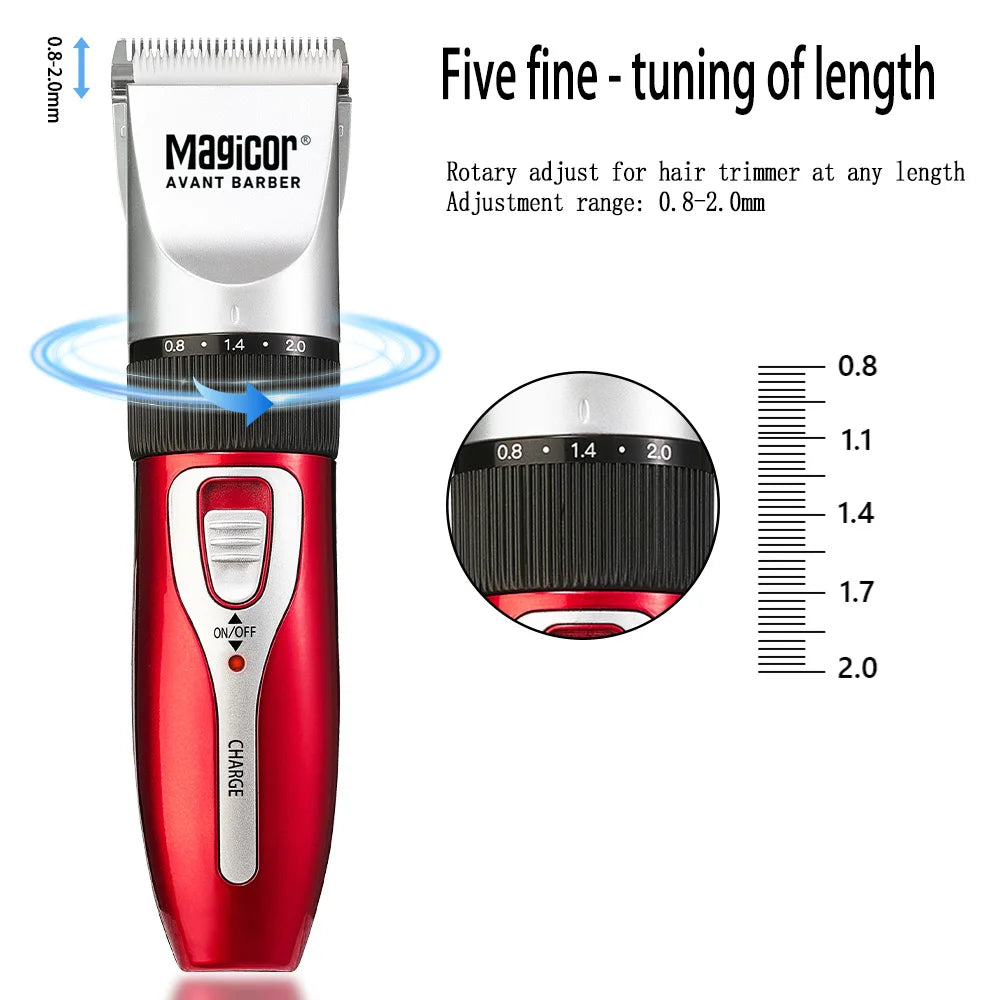 MAGICOR Professional Hair Clipper Red Hair Trimmer Hair Cutting