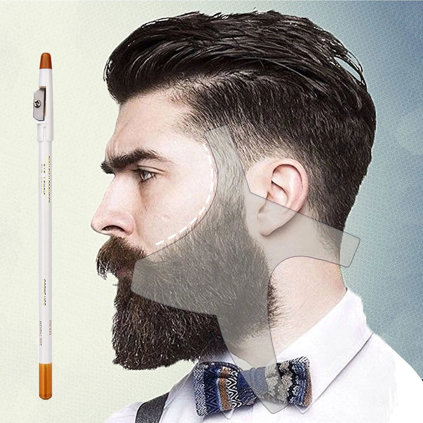 Beard Lineup Guide Template Kit White Pencil Shaper