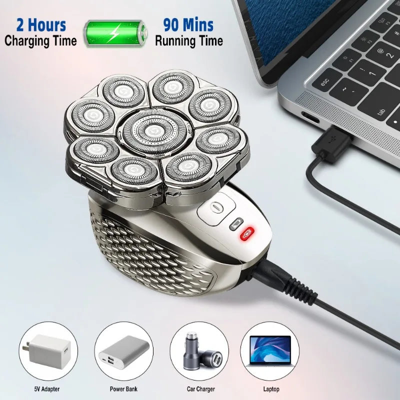 4D Head Shavers 6-in-1 Rechargeable Waterproof Head Shavers