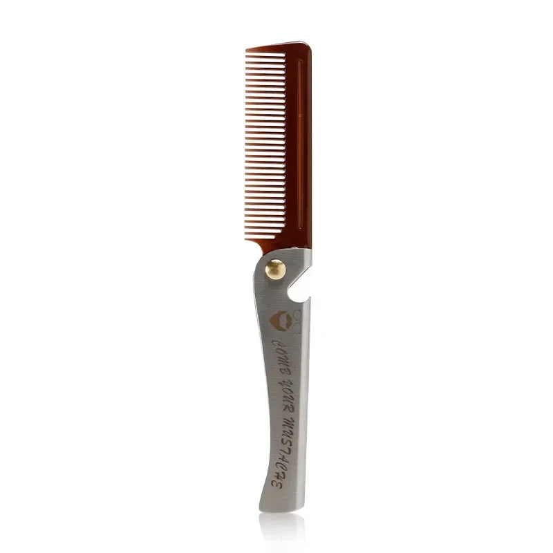 New Foldable comb Folding Pocket Clip Hair Moustache Beard Comb
