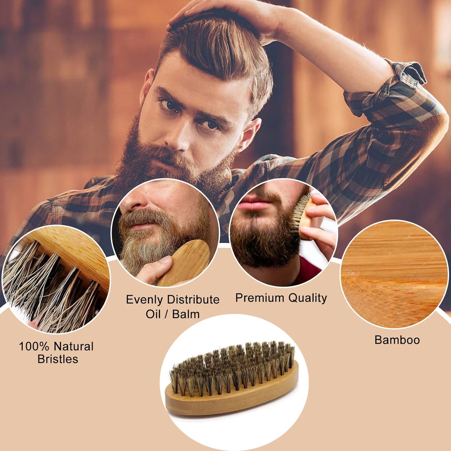 Men's Shaving Brush Set Boar Bristle Portable Barber
