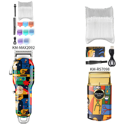 Kemei Graffiti Electric Hair Clipper Kit Men's Electric Shaver