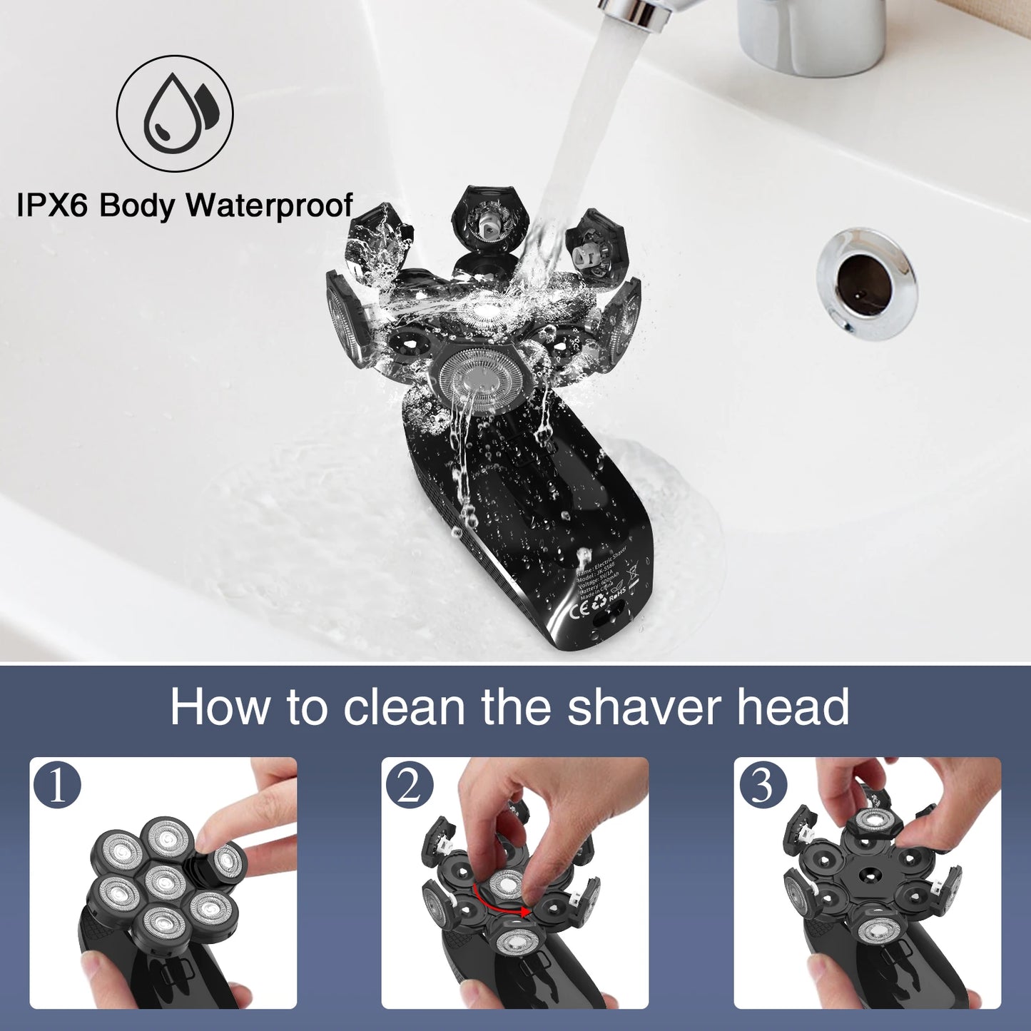 Kensen 5 in 1 Electric Shaver 7D Floating Cutter Head Rechargeable Shaver Kit