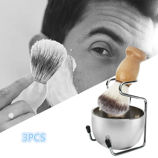 Mens Shaving Brush And Bowl Set 3-in-1 Shaving Brush Kit