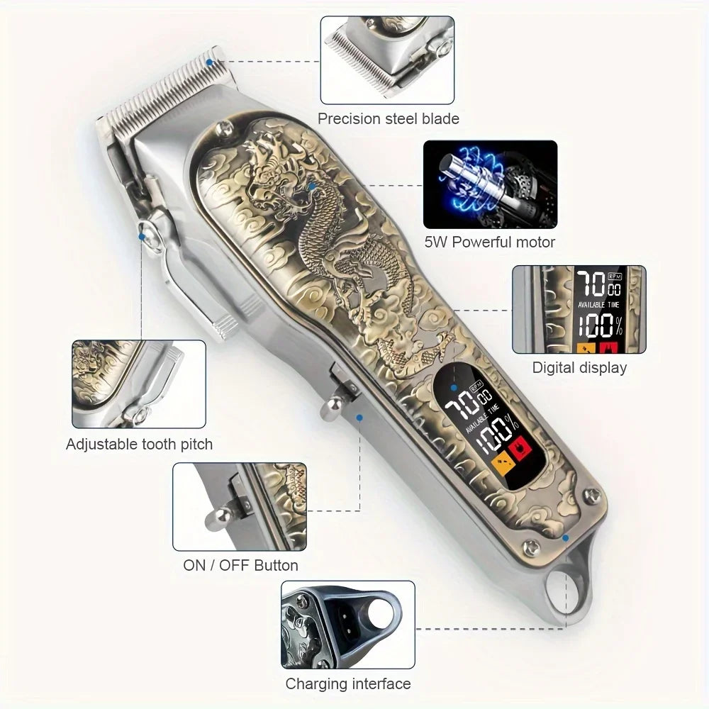 2pcs Set Professional Hair Clippers Set, Cordless Portable Electric Shaver