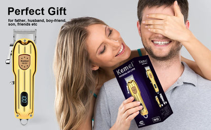 KEMEI Professional Men's Hair Clippers Zero Gapped Gold km-223