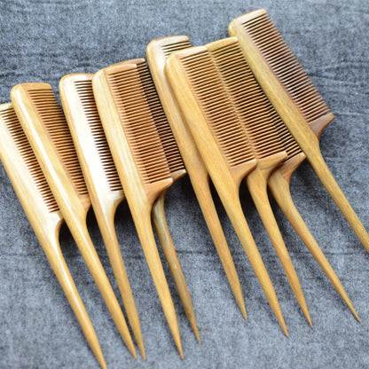 Natural Green Sandalwood Hair Comb 21cm Fine Tooth
