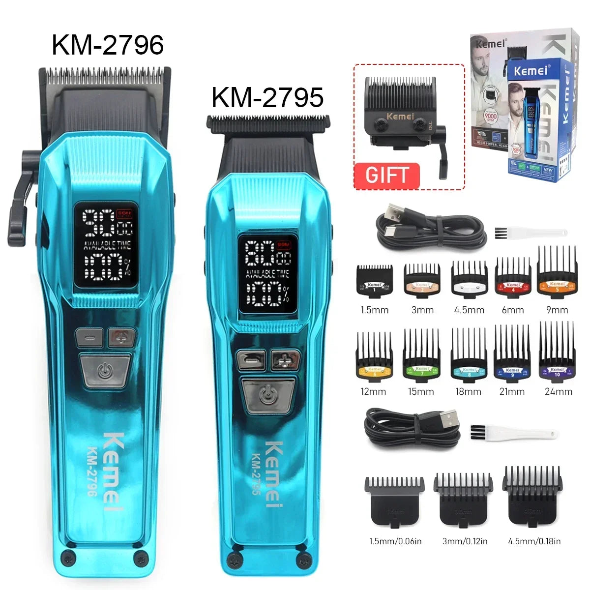 Kemei 2795 Professional Hair Clippers Barber Zero Gapped