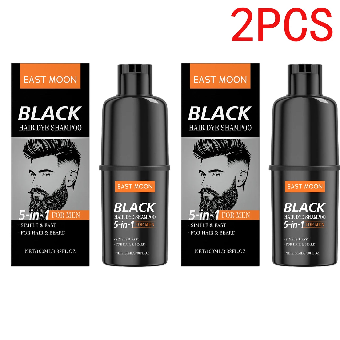 East Moon Men's Black Hair Dye Shampoo Fast Coloring