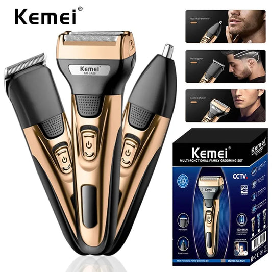 Kemei KM-1429 Rechargeable 3 in 1 Beauty Kit Electric Shaver Kit