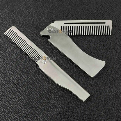 NEW Style Stainless Steel Folding Professional Men's  Comb
