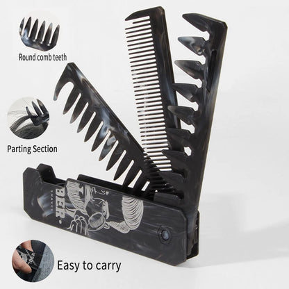 3 in 1 Carving Pattern Mini Folding Combs Portable Wide