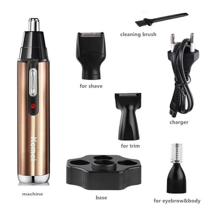 Kemei 4in1 Rechargeable Ear Nose Hair Trimmer Beard Grooming