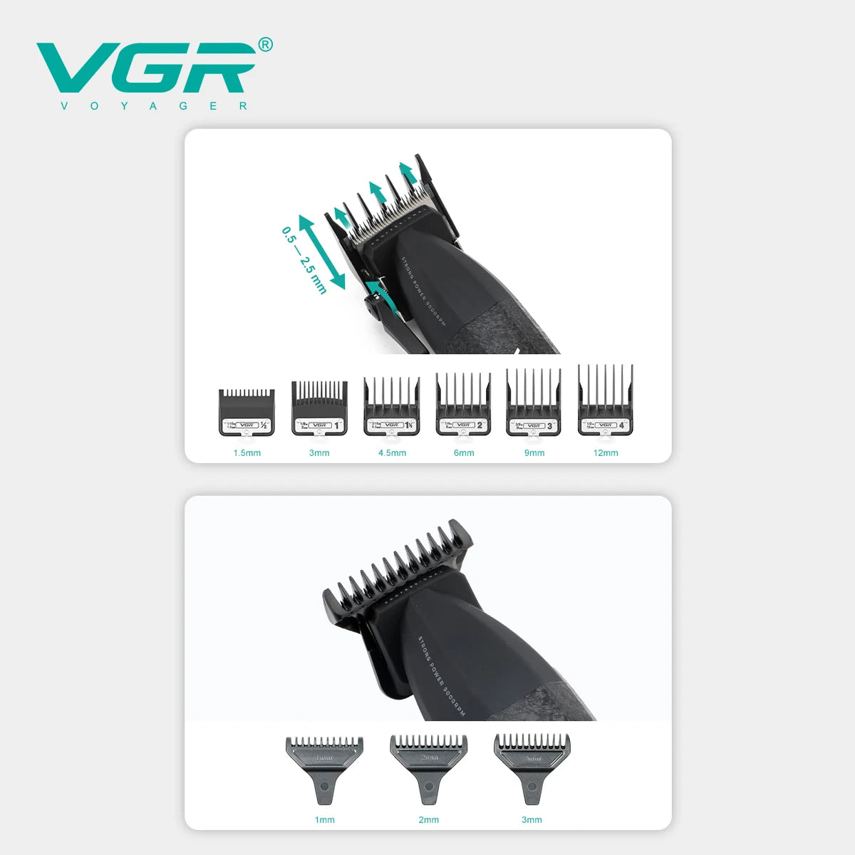 VGR Hair Trimmers Professional Hair Cut Machine Adjustable V-640 S3
