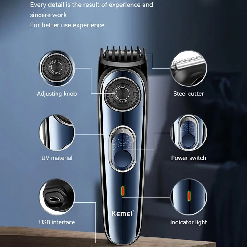 Kemei Cordless Adjustable 1-10mm Hair Trimmer For Men