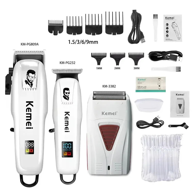 Kemei KM-PG809A KM-PG232 LCD USB Charging Hair Clipper