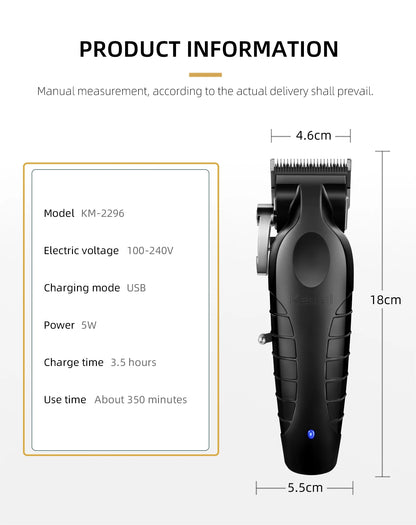 Kemei Men's Electric Hair Clipper USB Rechargeable KM-2296