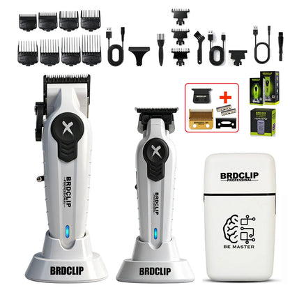 New White Professional FA1C-T-609 Barber Hair Clipper Set