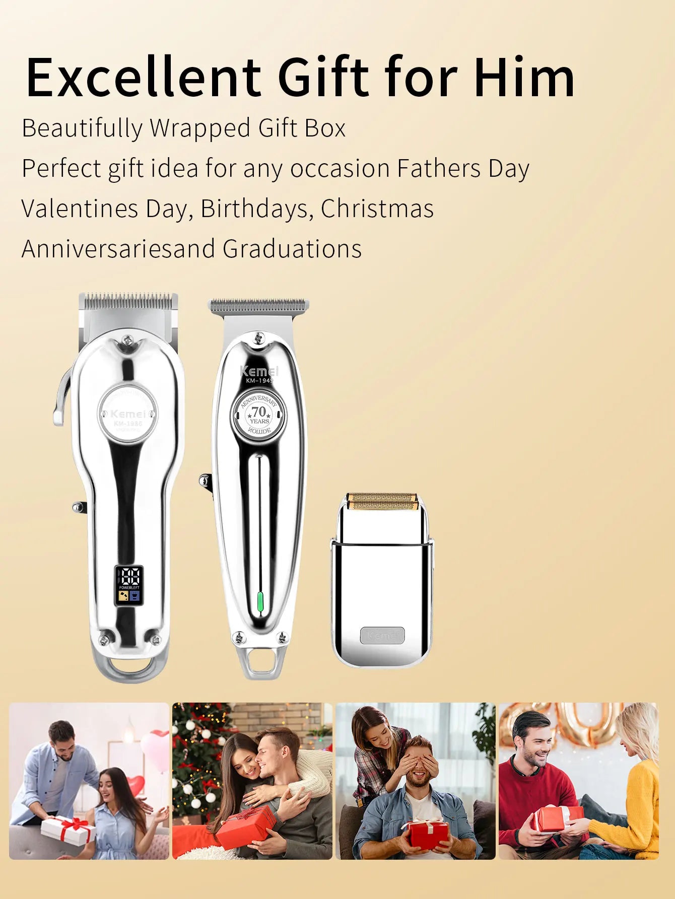 Kemei Professional Finishing Hair Clipper Kit Electric Cordless