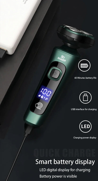 New Smart Electric Shaver LCD Digital Display Three-head Floating Razor