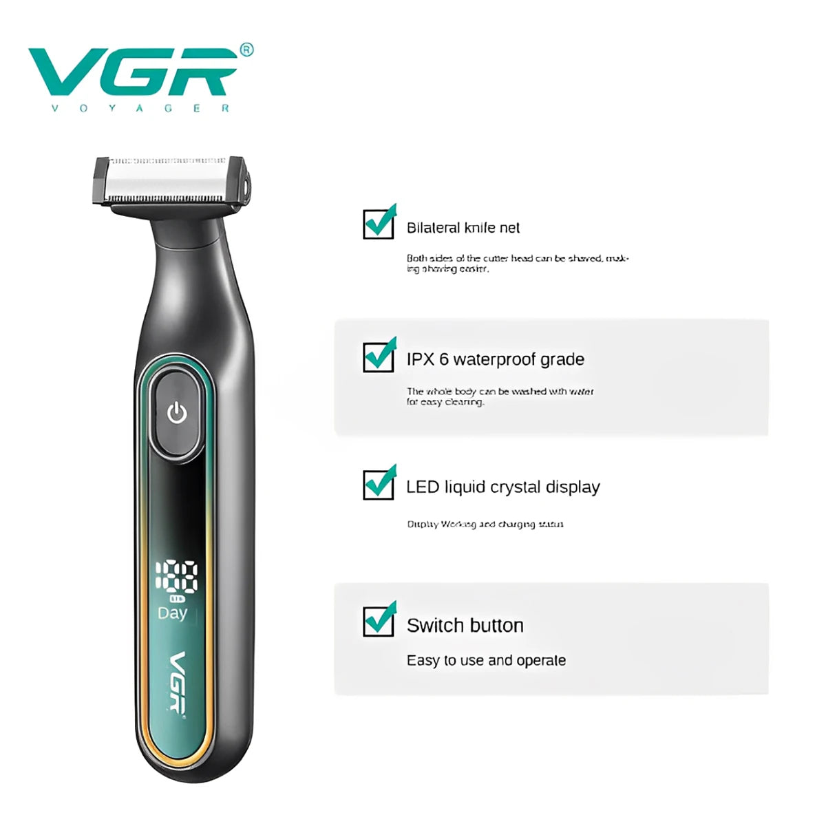 VGR V-360 Professional Shaving Set LED Intelligent Digital Display