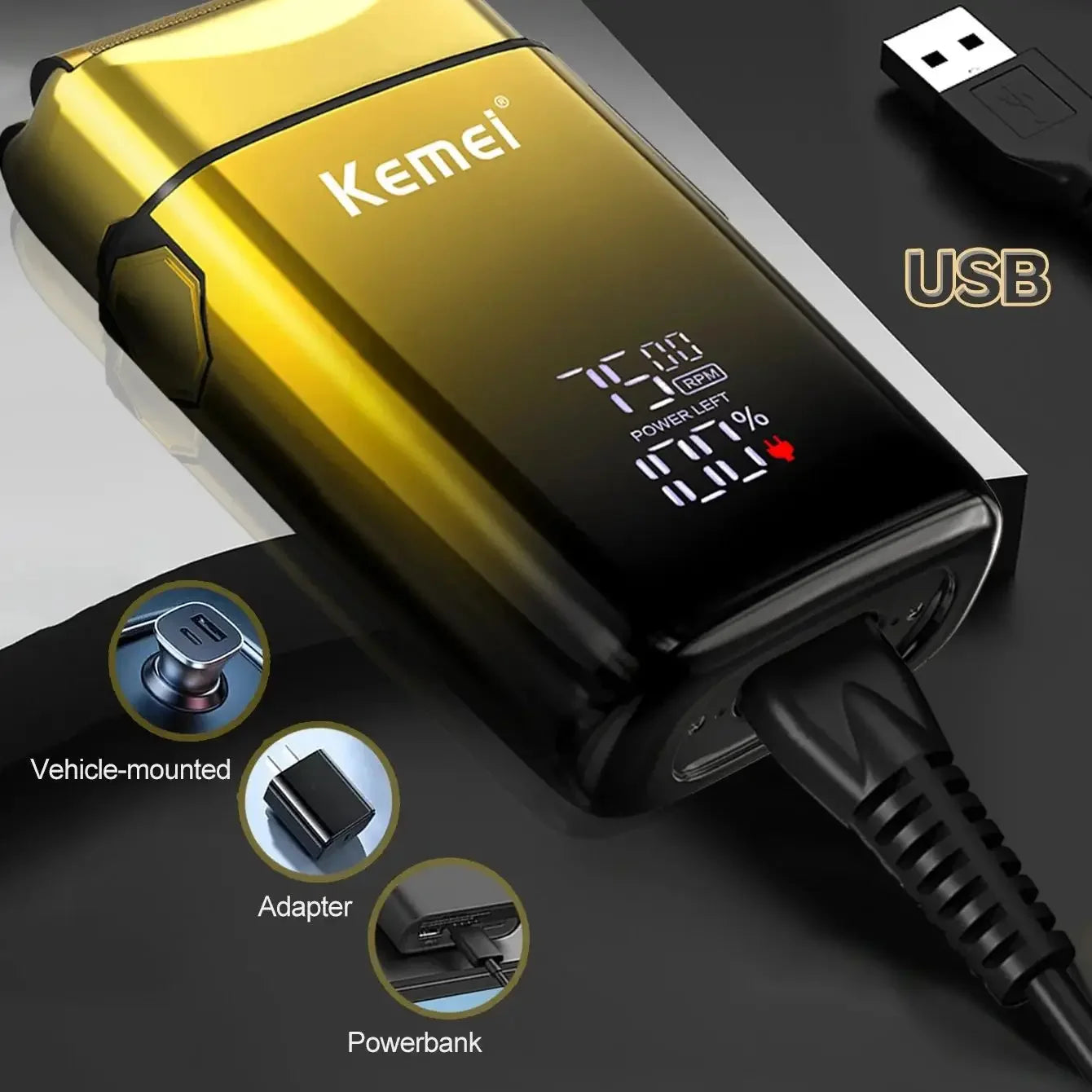 Kemei TX10 Electric Shaver Hair Rechargeable Facial & Beard Foil Razor
