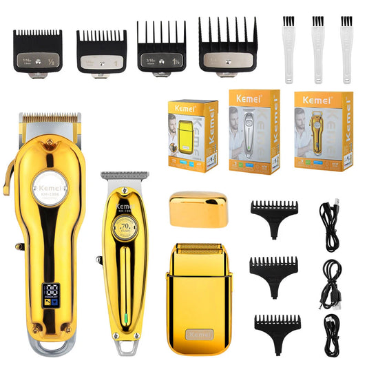 Kemei Professional Finishing Hair Clipper Kit Electric Cordless