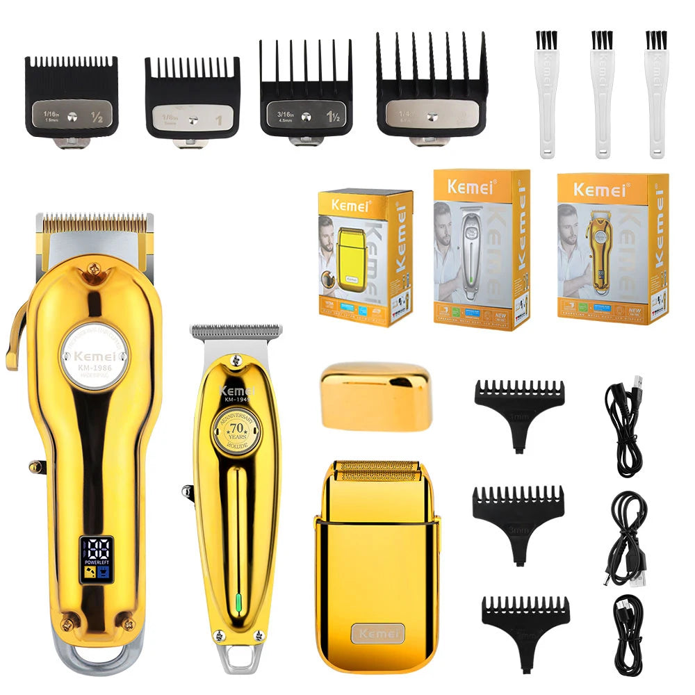 Kemei Professional Finishing Hair Clipper Kit Electric Cordless